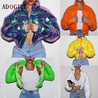 adogirl winter down jacket women 2020 neon color cropped puffer jacket parka outwear thick bubble coat fashion streetwear 2020