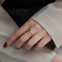 yun ruo fashion personality multi layer gold finger ring yellow gold woman gift titanium steel stainless steel jewelry not fade