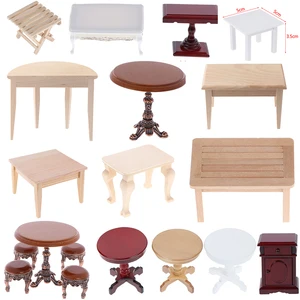 1:12 имитация кукольный домик Миниатюрный деревянный полукруглый стол Модель мебель для кофе гостиная детская игрушка куклы домашняя игрушка