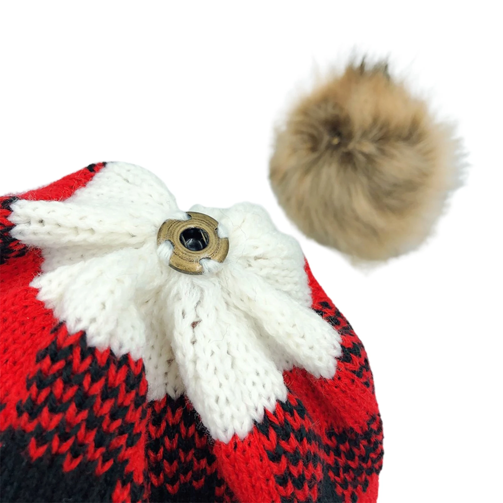 

Xmas Family Hat Autumn and Winter Christmas Warm Comfortable Plaid Pompom Knitted Cap for Adults and Children