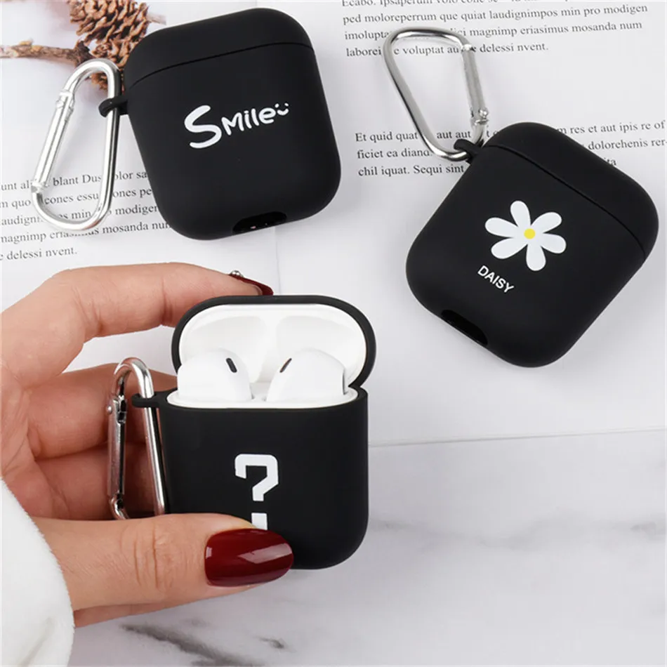OTTWN For Apple Airpods 1 2 Silicone Case PC Cute Smiley Face Simple Earphone Hard Case Protection Portable Earphone Case Scrub