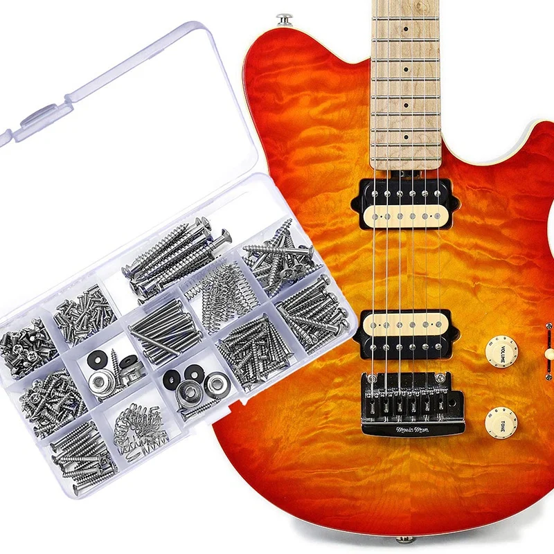1 set e gitarre schraube kit sortierung box für elektrische gitarre brücken pickups tuner schalter neck platten quellen 3 stück von fre