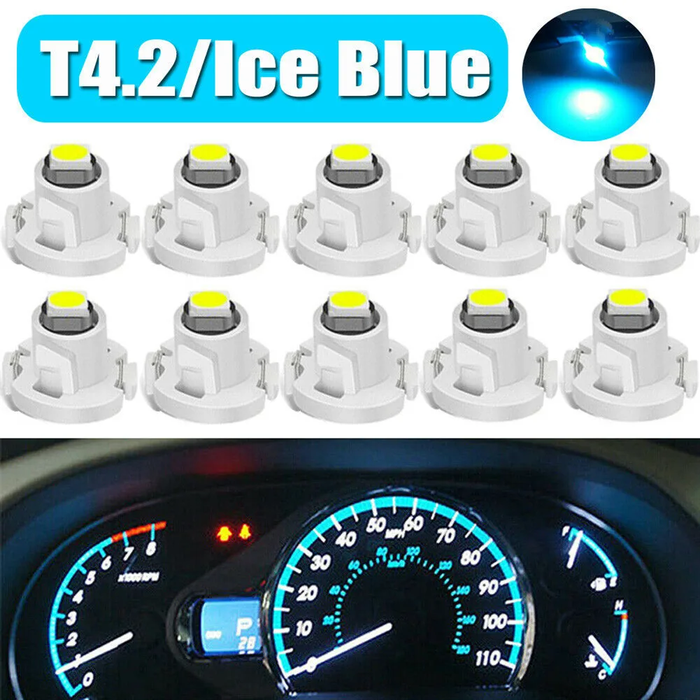 10pcs Ice Blue T4.2 Car Auto Interior Instrument Light Bulbs Dashboard Lamps Neo Wedge Climate Gauges Car Instrument Lights