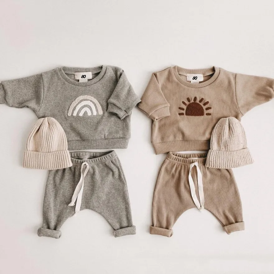 

Fashion Rainbow Baby Clothes Set Spring Autumn Toddler Baby Boy Girl Casual Tops + Loose Trousers 2pcs Baby Boy Clothing Outfits