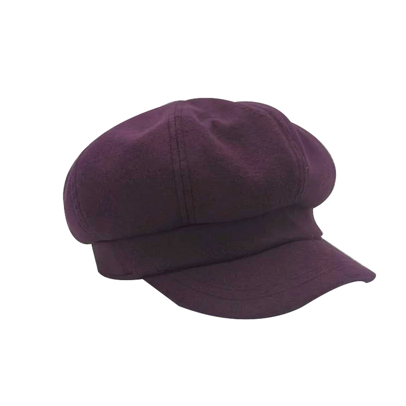 Женская восьмиугольная шапка Newsboy однотонная теплая зимняя повседневный берет