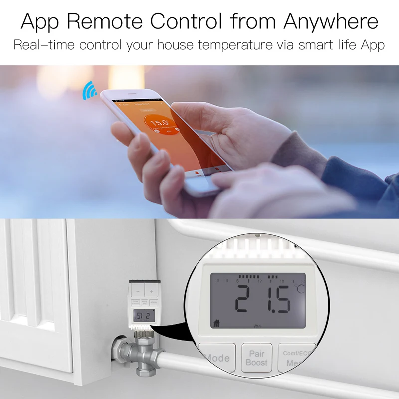 

Smart Thermostat Programmable Thermostatic Radiator Valve Temperature Control work with ZigBee Wireless Gateway Hub