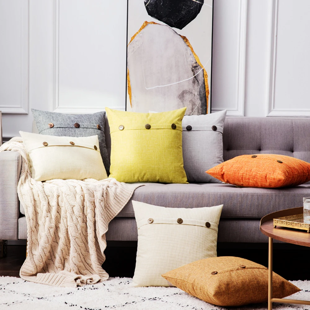 Бархатная подушка с пуговицей крышка Подушка Чехол для подушки домашний