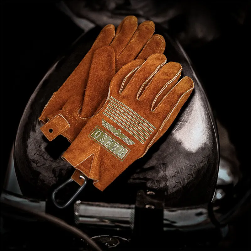 

Motorcycle Gloves Cowhide Gloves Mens Women Cycling Anti-Slip Full Finger Mountain Bicycle Guantes Moto Gloves