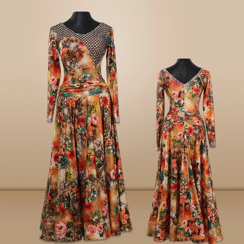 Испанское танцевальное платье стандартный бальный для румбы вальса foxtrot Платье