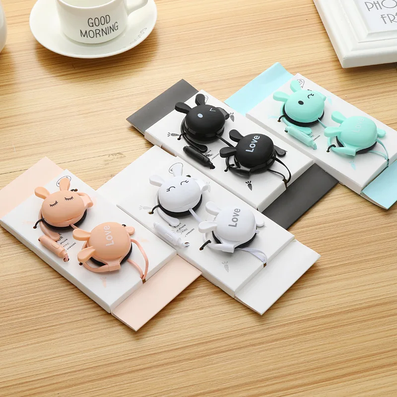 

3.5mm Soft Cartoon Rabbit Ear Hook Wired Earphone Sports Running Stereo Headphone Noise Reduction Children Girl Cute Headset
