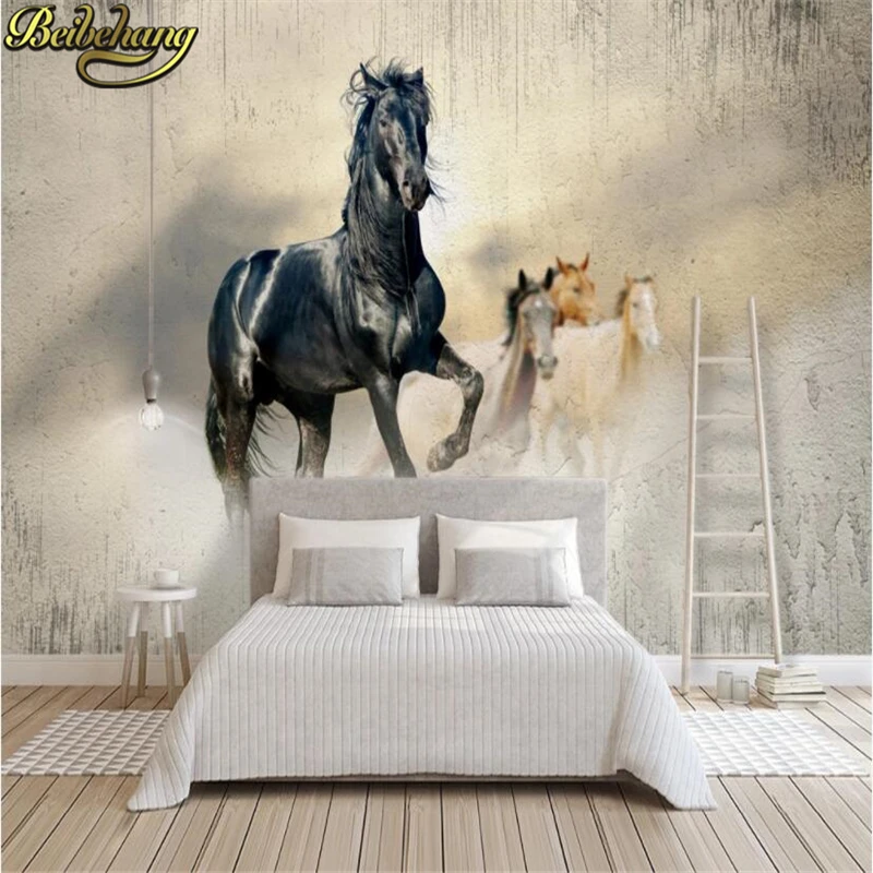 

beibehang custom Mural Wallpaper Bedroom Livig Room TV Sofa Backdrop Running horse Wall paper 3D Photo Wallpapers Home Decor