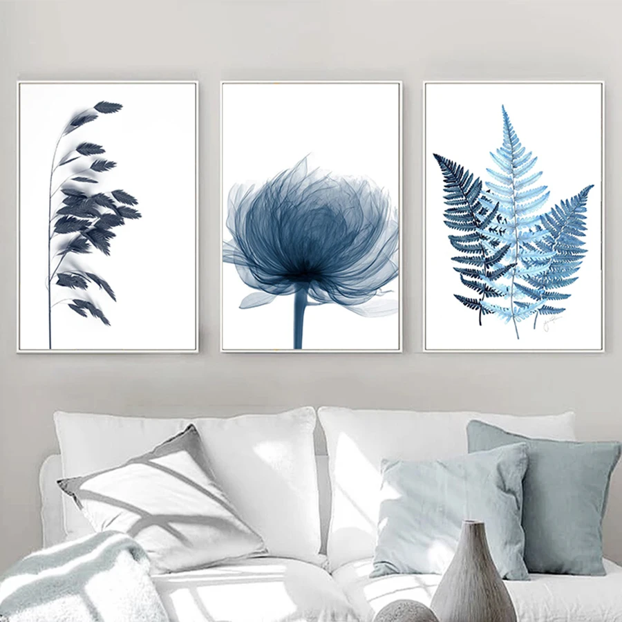 

diamond painting Blue Botanical Leaf Flowers Plant Trendy home decor Diamond Embroidery pictures crystal Home Decoration art