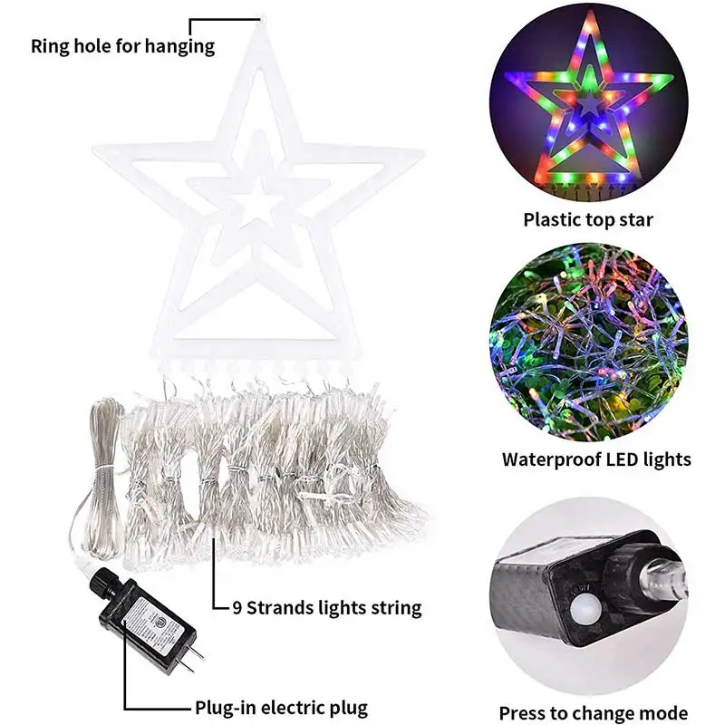 Рождественская светодиодная гирлянда Водопад садовая с питанием от солнечной