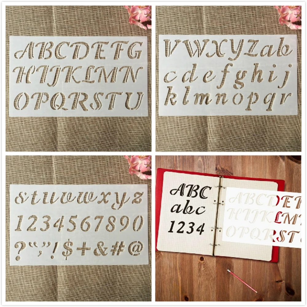 

3 шт./компл. 30*17 см алфавит, английские буквы, DIY слои, трафареты, картина, искусственная рукоятка