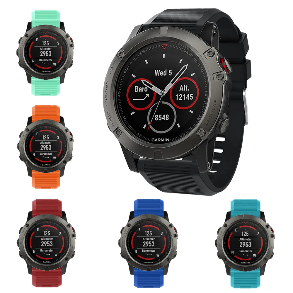 Ремешок силиконовый для наручных часов быстросъемный браслет Garmin Fenix 5X / Plus 3 6X Pro