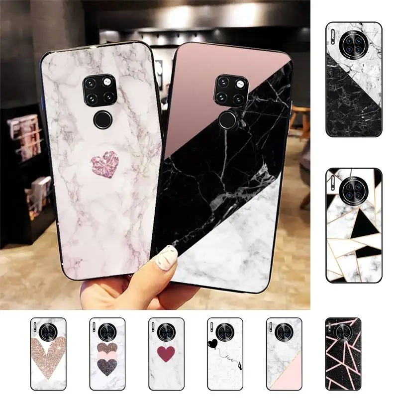 

Granite Pink White Marble Texture Phone Case For Huawei Nova 3I 3E mate 20lite 20Pro 10lite Luxury funda case