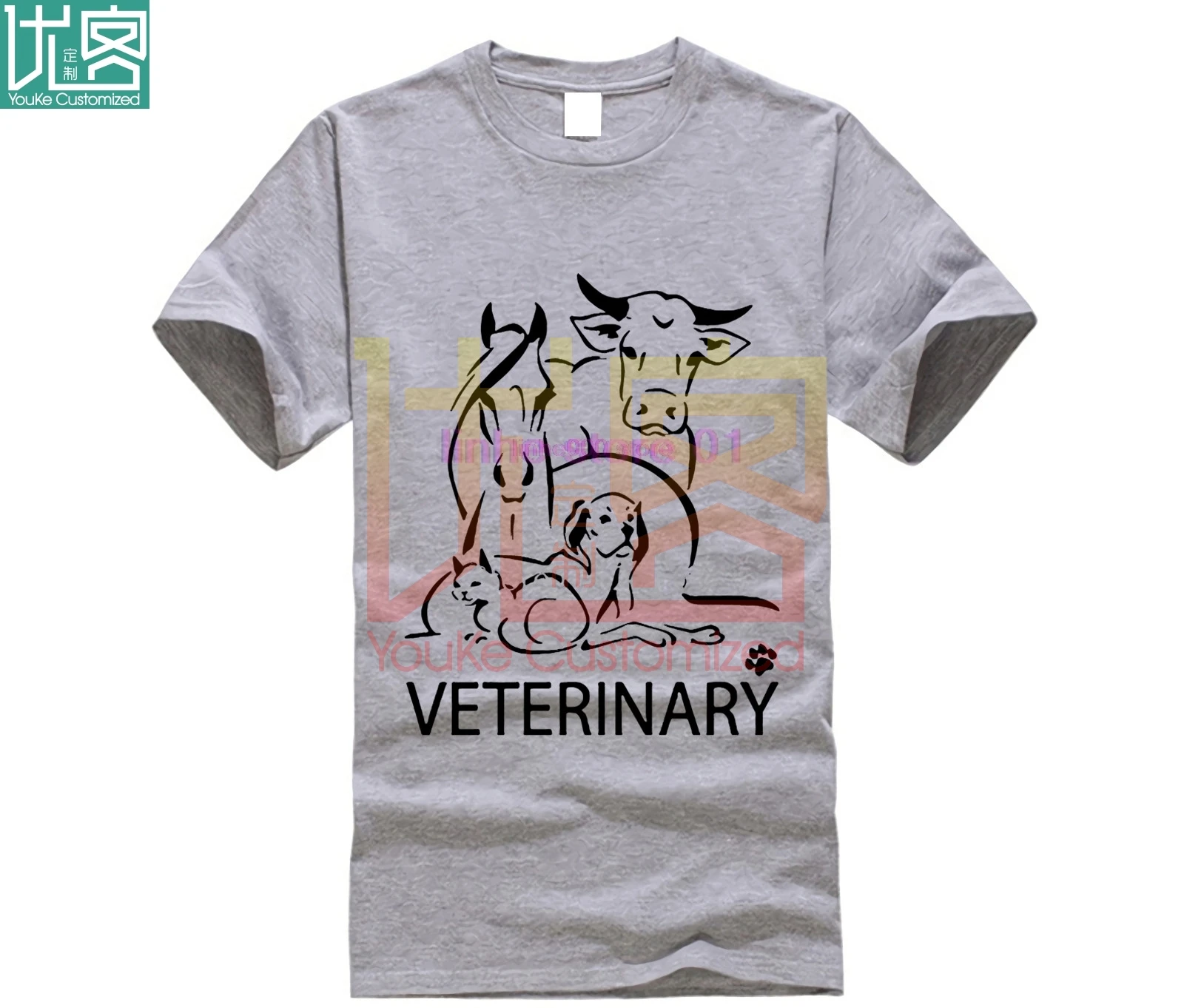Собака Кошка ветеринарный питомец забавная Футболка с принтом Повседневная