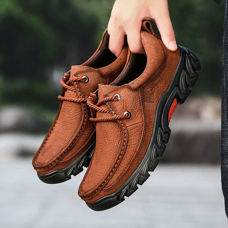 CUNGEL Мужская походная обувь удобные первый слой из воловьей кожи уличные