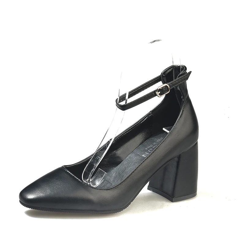 

Женские босоножки на шпильке, новые женские туфли-лодочки, черные туфли на высоком толстом каблуке 7,5 см, женские осенние туфли с острым носк...