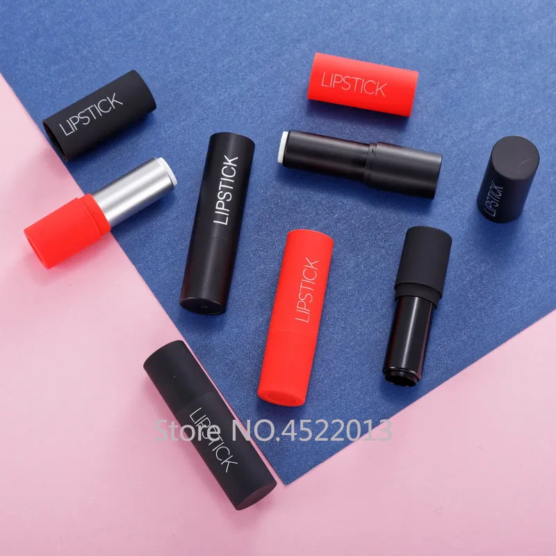 

10/30/50pcs 12.1mm Matte Black Red Round Empty Lipstick Tube Lip Balm Container Cosmetics Refillable Shell Packaging Homemade
