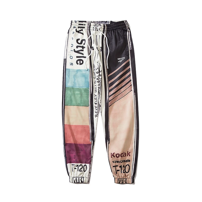 

2021 Summer Harem Pants Men Streetwear Hip Hop Casual Print Trousers Joggers Male Track Pants Elastic Waist Design WQ556