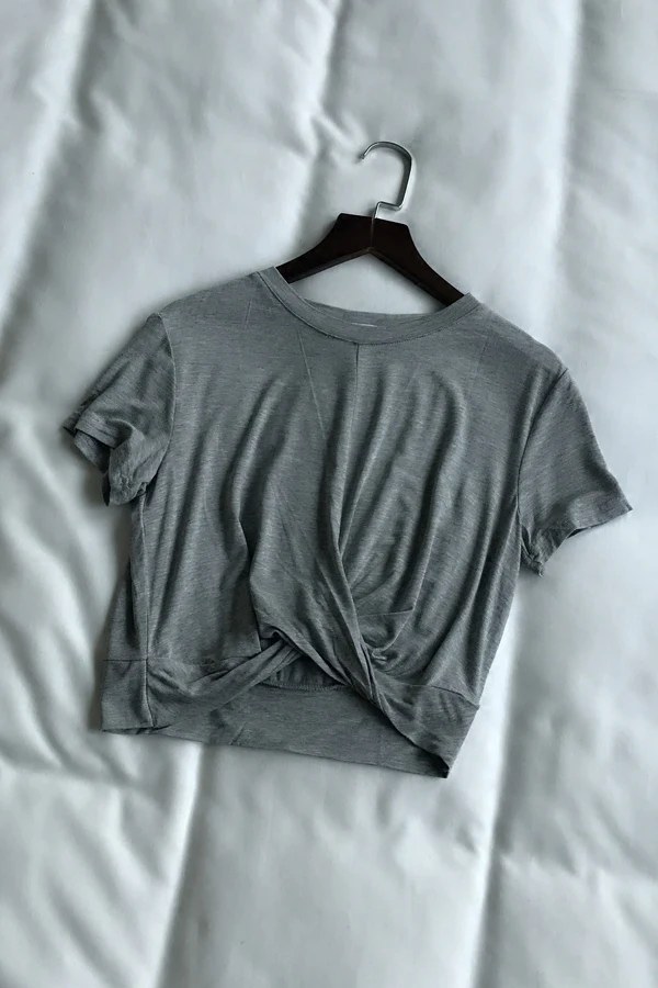 

Solid Crop Top O-neck Short Sleeve Summer Woman T shirt