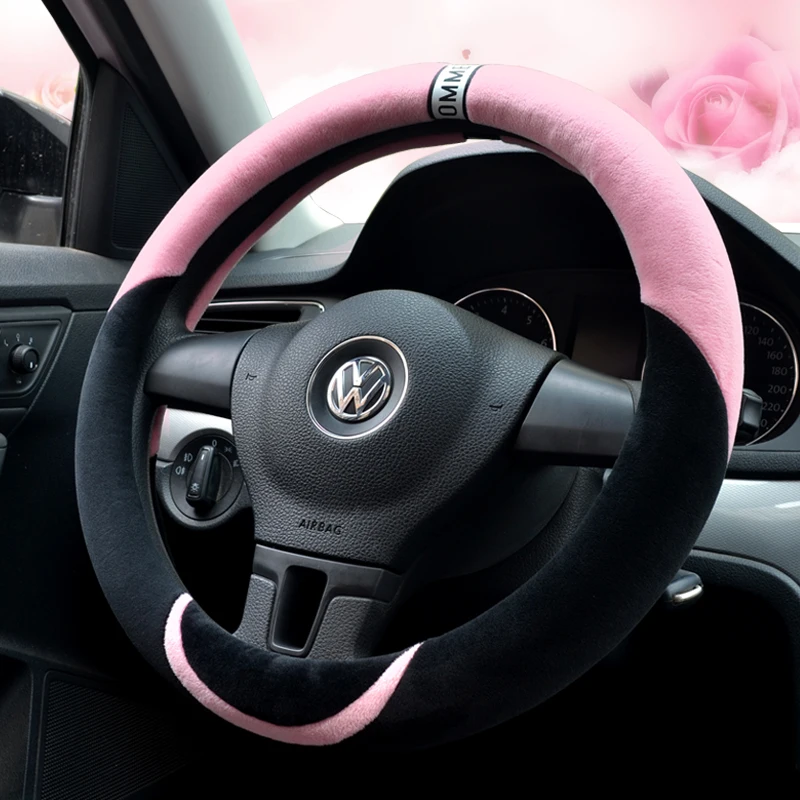 Автомобильный чехол на руль D типа короткий плюшевый универсальный нескользящий