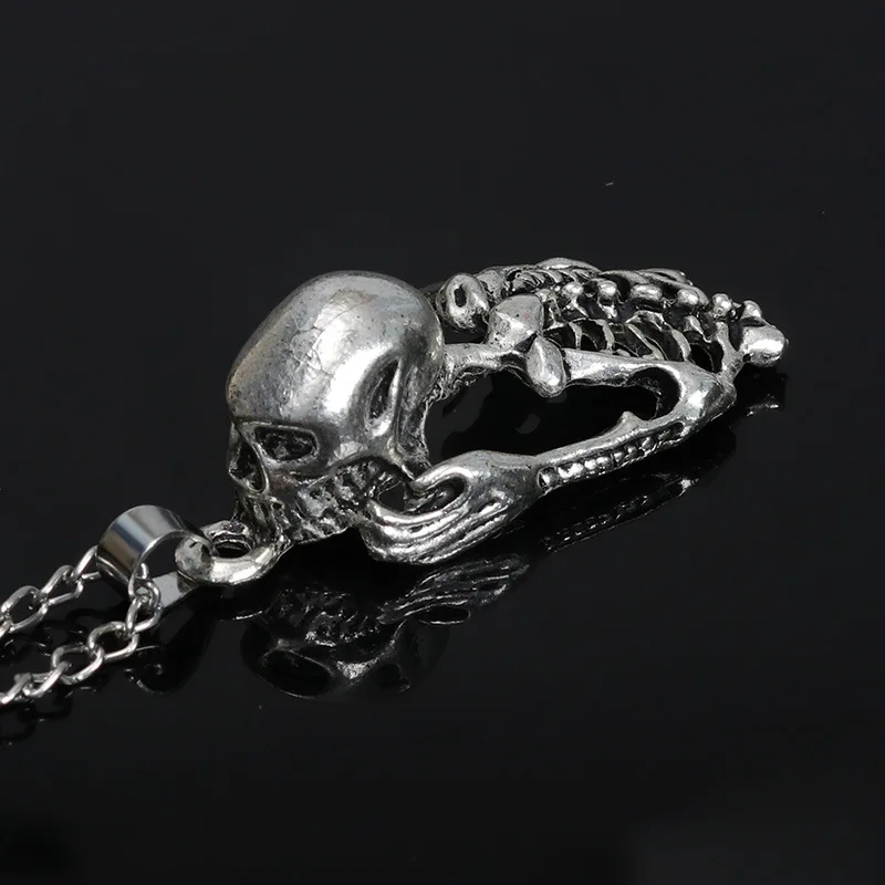 Череп скелета в стиле панк Мужская подвеска металлические цепи хип-хоп стиль