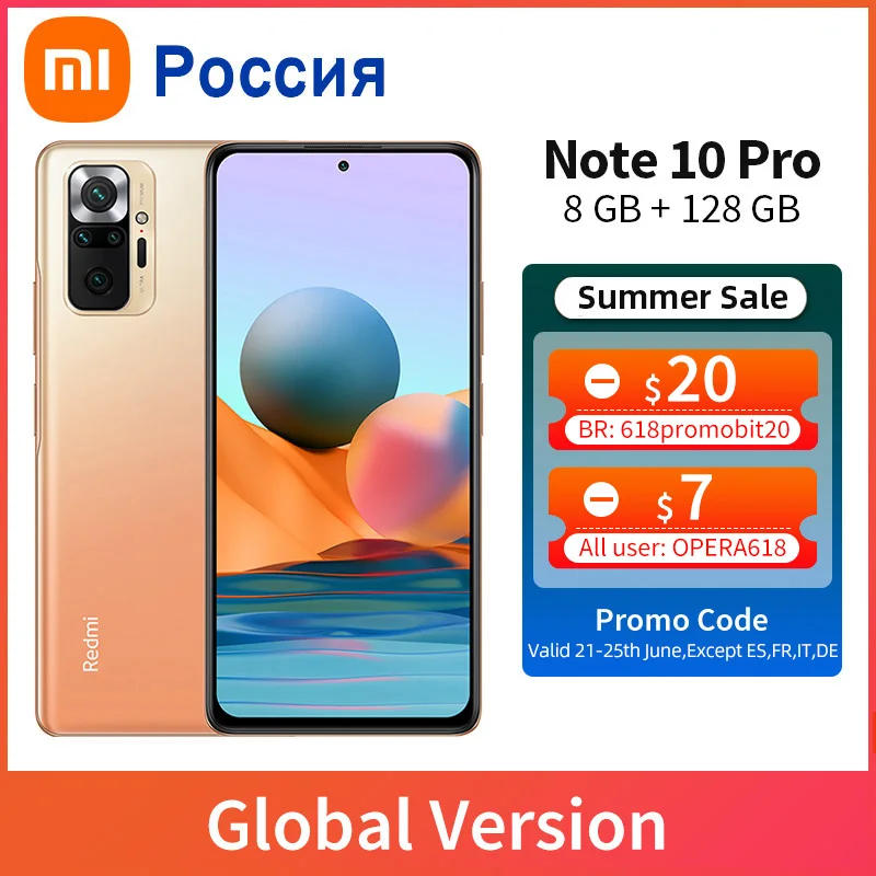 В наличии Xiaomi Redmi Примечание 10 Pro 8 Гб 128 ГБ глобальная версия 108MP Snapdragon 732G 120 Гц