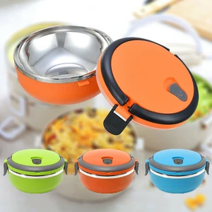 Stainless Steel Round 1 Layer Insulated Food Thermal Containers Lunch Box Case Durable Tableware Kitchen Tools Accessories