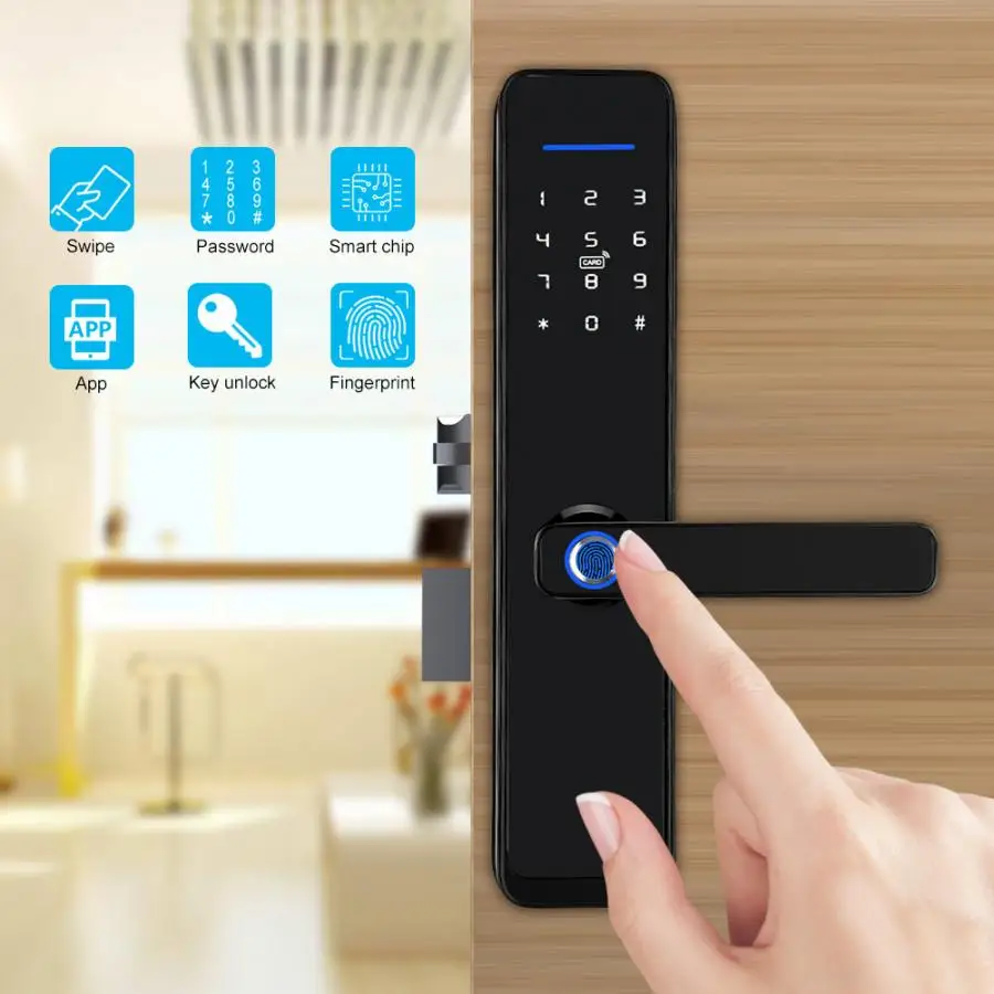 Электронная дверная ручка с Wi-Fi блокировка паролем сканер отпечатка пальца