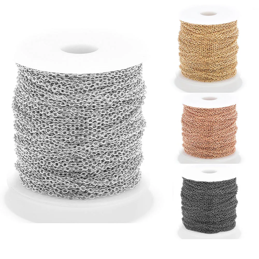 

5Meter/Lot 2mm Black Gold Stainless Steel Necklace For Men Women Link Chain Chokers DIY For Jewelry Making Handmade Accessories