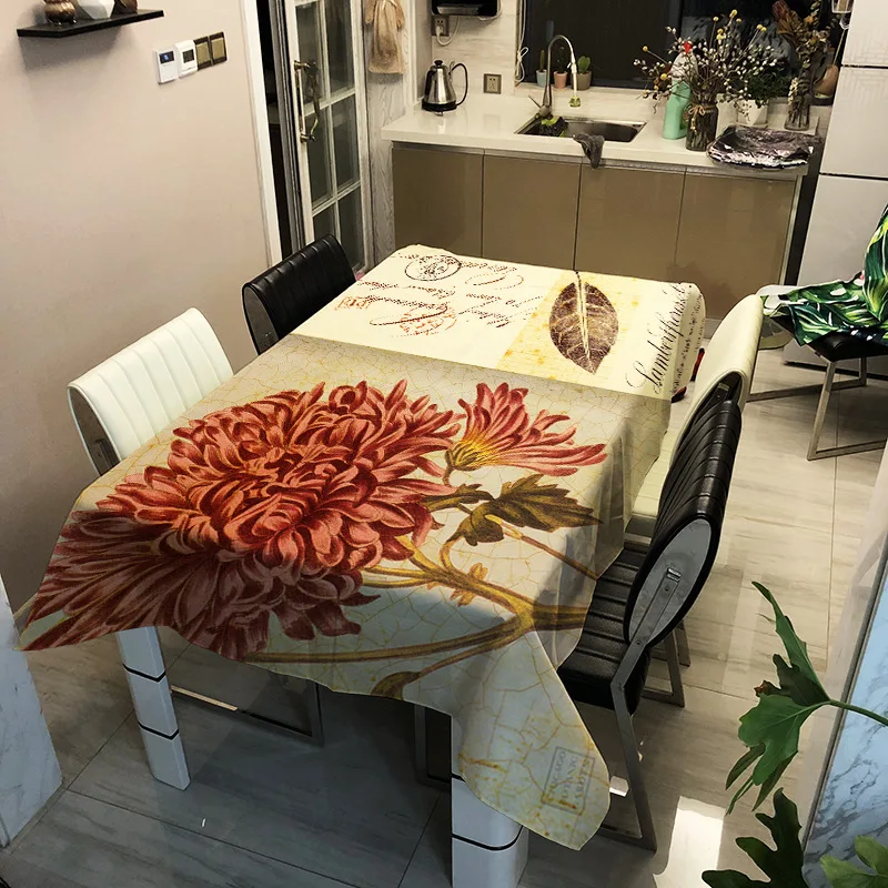 

Modern style waterproof household printing plant pattern washable tablecloth