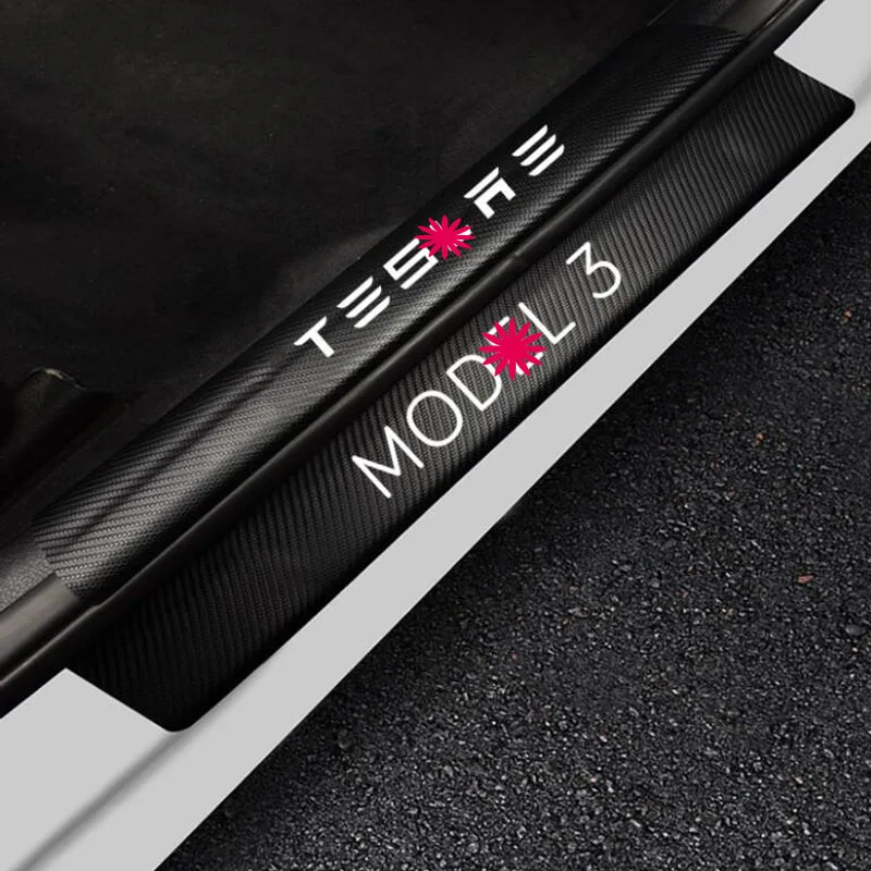 Защитная Накладка на порог автомобиля кожаная наклейка педаль двери для Tesla Model 3