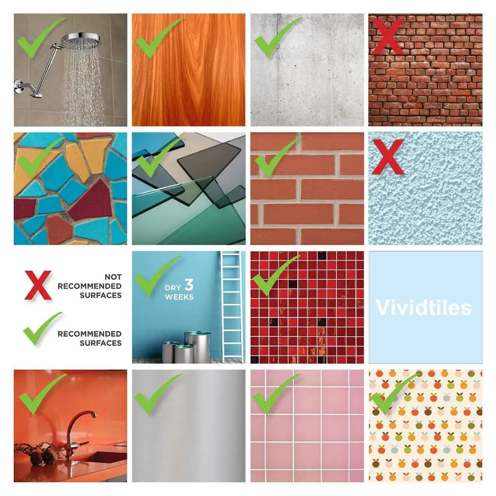 Vividtile толстые плитки метро очистка и Приклеивание Высококачественная настенная