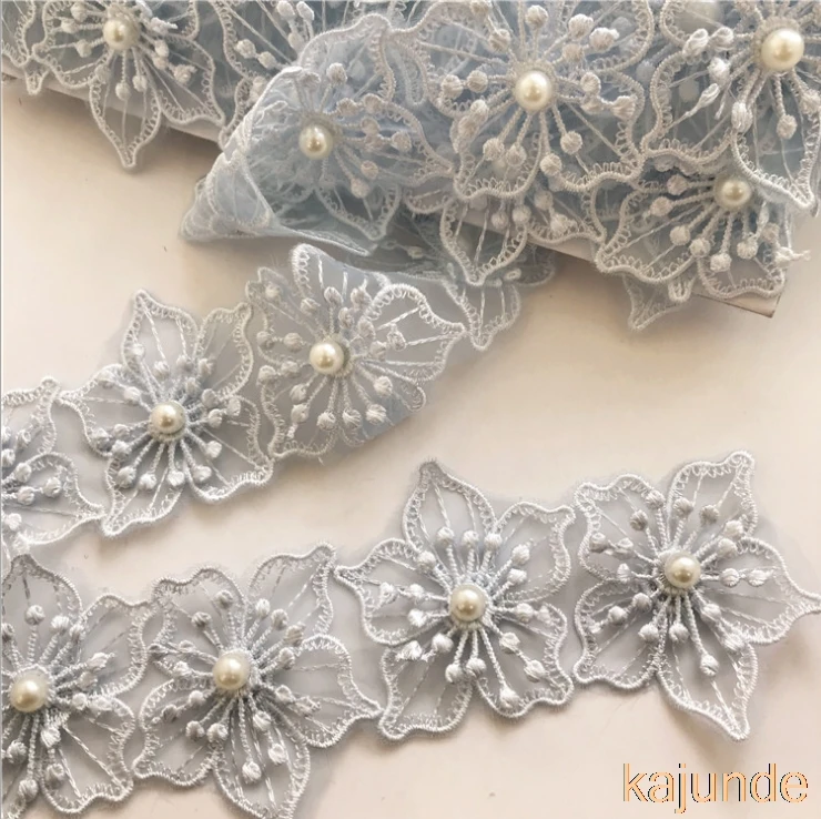 Жемчужное свадебное платье с 3D цветами кружевной отделкой по краям вышитая лента