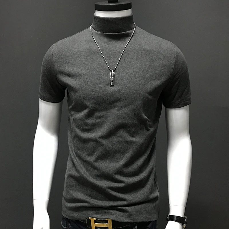 

Shirt T Turtleneck Men Modal T-shirts Men Solid Color T-shirt For Man Summer Casual Short Sleeve Cotton Tops