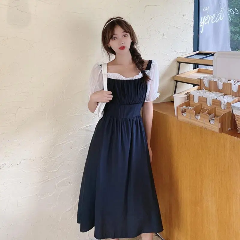 

Summer 2021 new French Retro Mid long first love Platycodon grandiflorum skirt