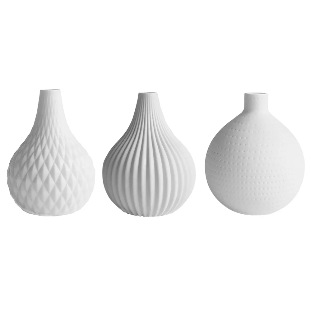 

3Pcs 1 Set Elaborate Flower Containers Decorative Flower Planters (White)