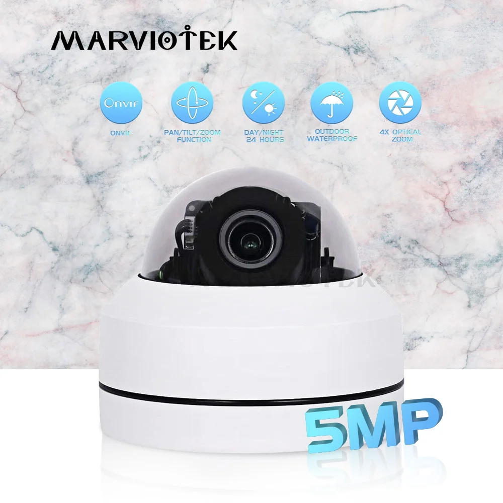 Скоростная купольная камера наружного видеонаблюдения Onvif 4X Zoom мини-камера HD 5MP P2P