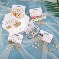 new summer women earrings set acrylic pearl earrings for women bohemia leopard tassel stud earrings 2020 brincos fashion jewelry