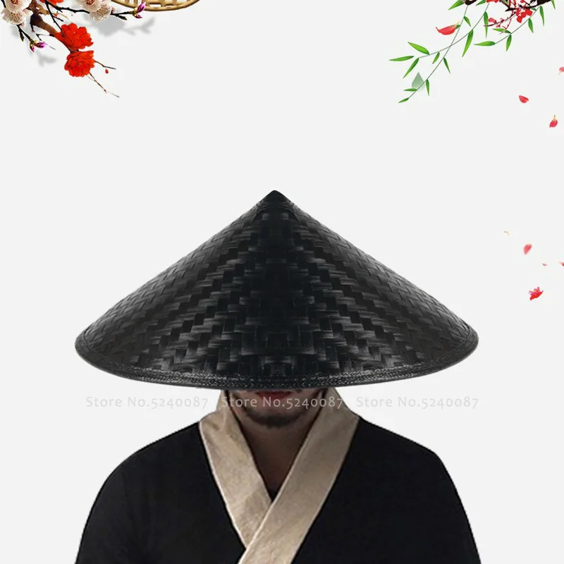 

Traditional Chinese Style Kung Fu Bamboo Weave Hat Shaolin Japanese Samurai Cosplay Oriental Headwear Prop Shade Straw Caps Hat