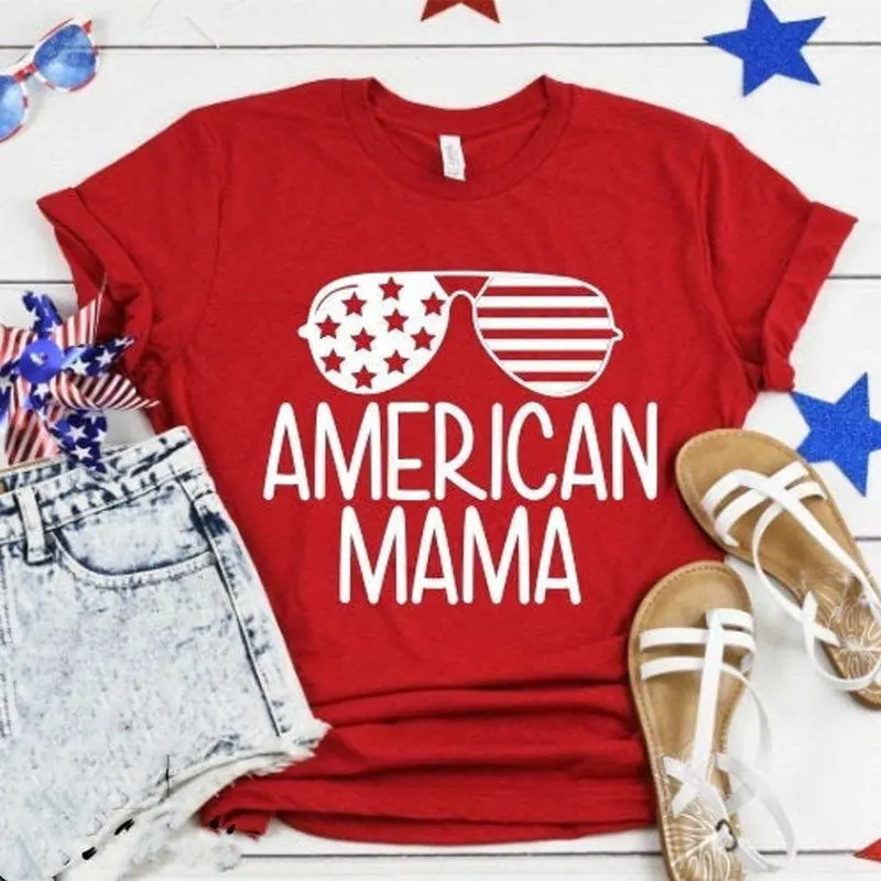 

Женские солнцезащитные очки American Mama, Повседневная летняя модная уличная одежда, хлопковая Футболка с графическим принтом и надписью, хипст...
