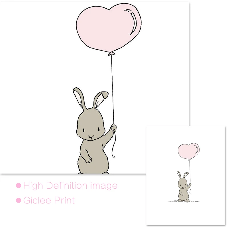 Картина на холсте с рисунком кролика скандинавские постеры и принты милые