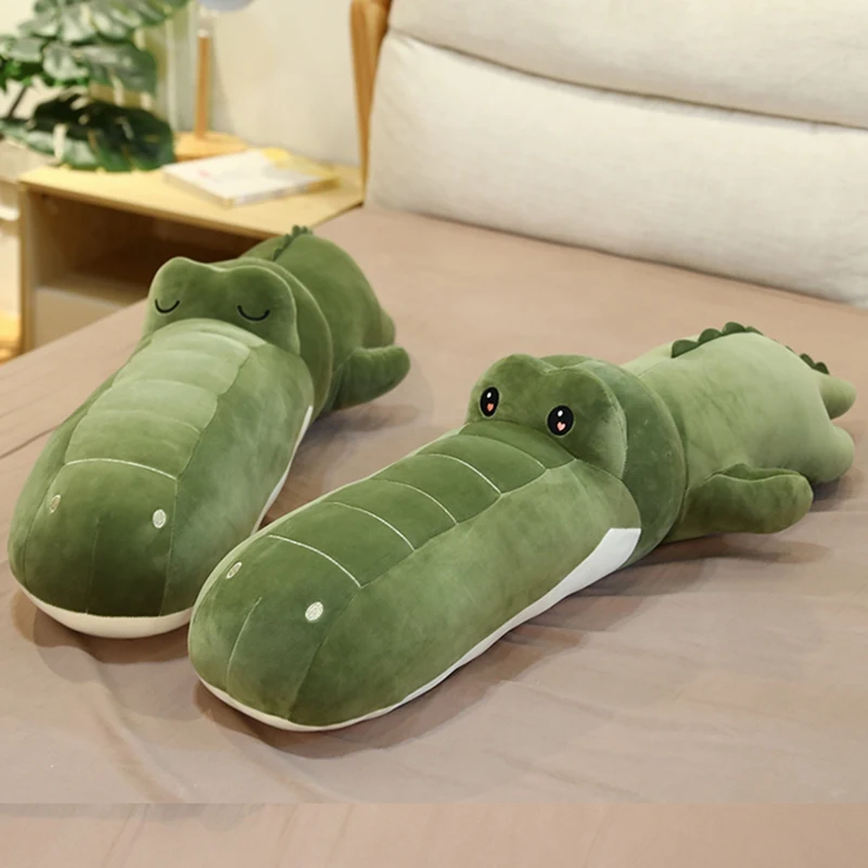 

Hot 75/100cm Big Size Crocodile Lying Plush Pillow Mat Plush Crocodile Soft Stuffed Animal Toy Cartoon Plush Dolls Kids Boy Gift