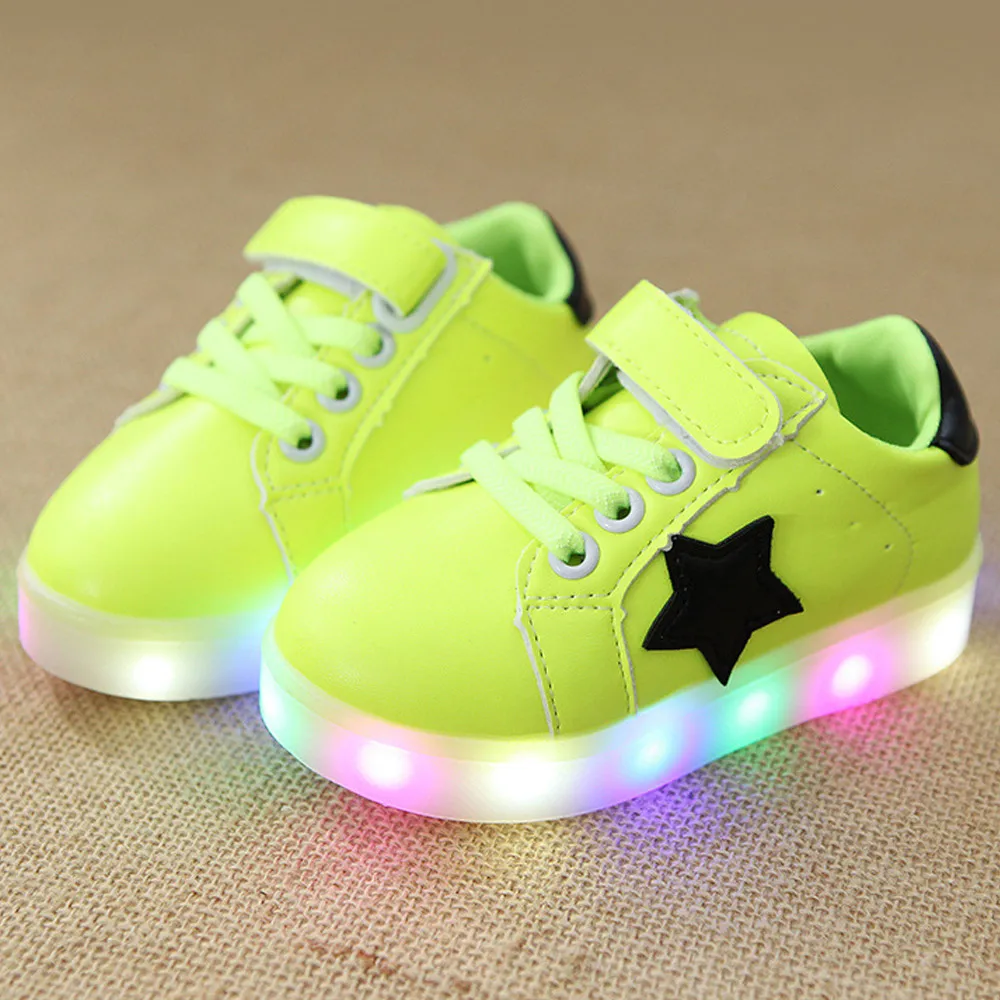 Kids Shoes Light Up Led Toddler Girl Sneakers Leather Boys with Anti-slippery Function Fashion Simple Design | Детская одежда и