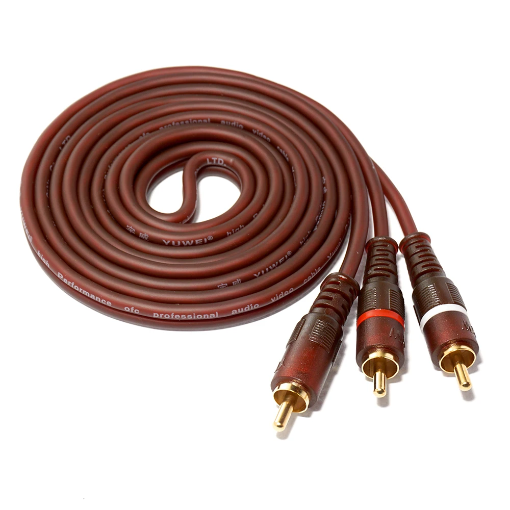 1.5M RCA Male to 2 RCA Male  Y Splitter Digital Stereo Audio Cable Dual RCA Plug for Subwoofer, Home Theater, Hi-Fi Audio System