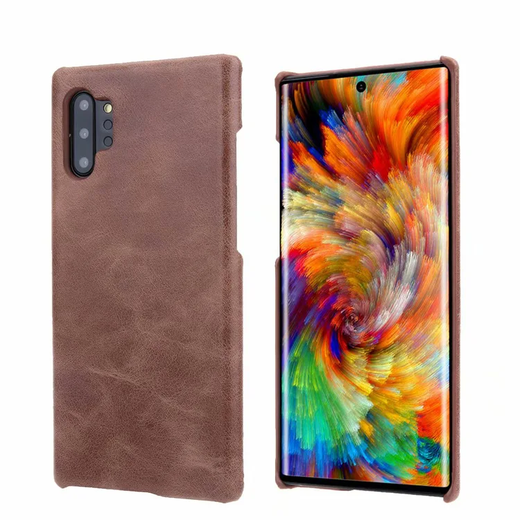 Note10+ ретро матовый чехол из натуральной кожи для телефона samsung Galaxy Note 10 9 S10 S9 Plus Note10 Простой деловой чехол - Цвет: Темно-коричневый