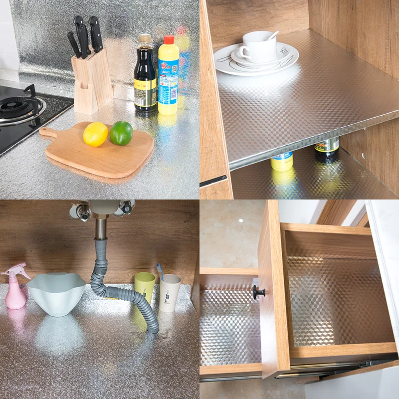 

Multi-Size Kitchen Oil-proof Waterproof Stickers Aluminum Foil Kitchen Stove Cabinet Self Adhesive Wall Sticker DIY Wallpaper