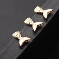 4pcspack fish tail stud earring posts blank base 18k gold plated earring stud for diy jewelry making kits fashion 2021 gift